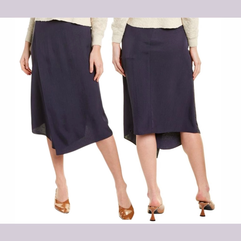 NWT $285 Vince [ 6 ] Wrap‎ Midi Asymmetrical Skirt in Coastal Blue